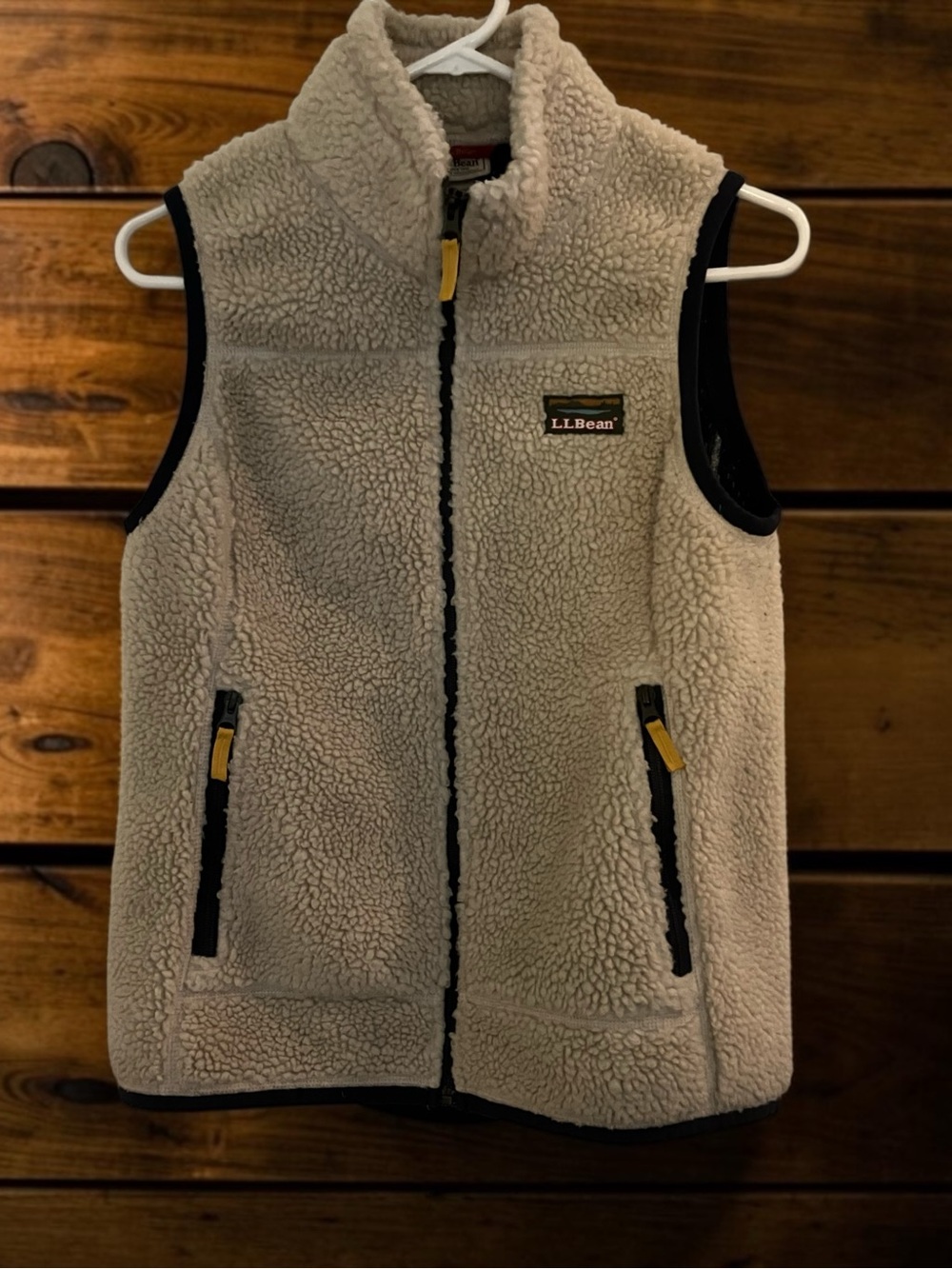 EXCELLENT & PERFECT CONDITION! LL BEAN MOUNTAIN PILE FLEECE VEST NATURAL SIZE S